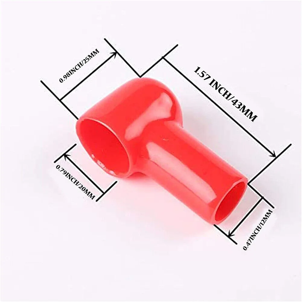 20 Pcs Battery Terminal Boots Covers Insulating Protector Cable Lug Caps Insulating Covers Replacement Tools Red/Black 12x20mm