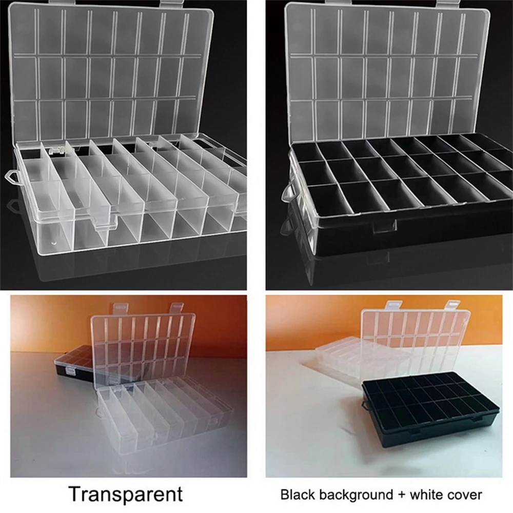 1 confezione di scatole di immagazzinaggio in plastica 24 griglie contenitore di plastica trasparente con vano portaoggetti per artigianato, perline, gioielli, articoli