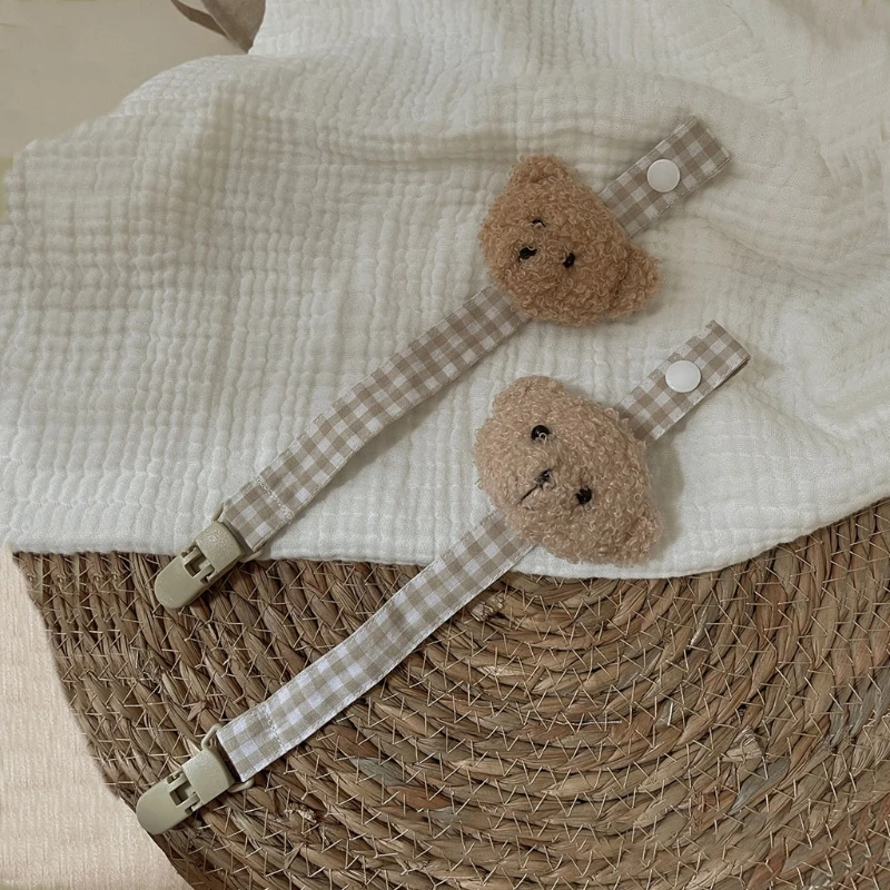 Gấu Kẻ Sọc Cotton Núm Vú Giả Dây Xích Cho Bé Điều Dưỡng Miếng Dán Đậu Nành Giá Đỡ W3JF