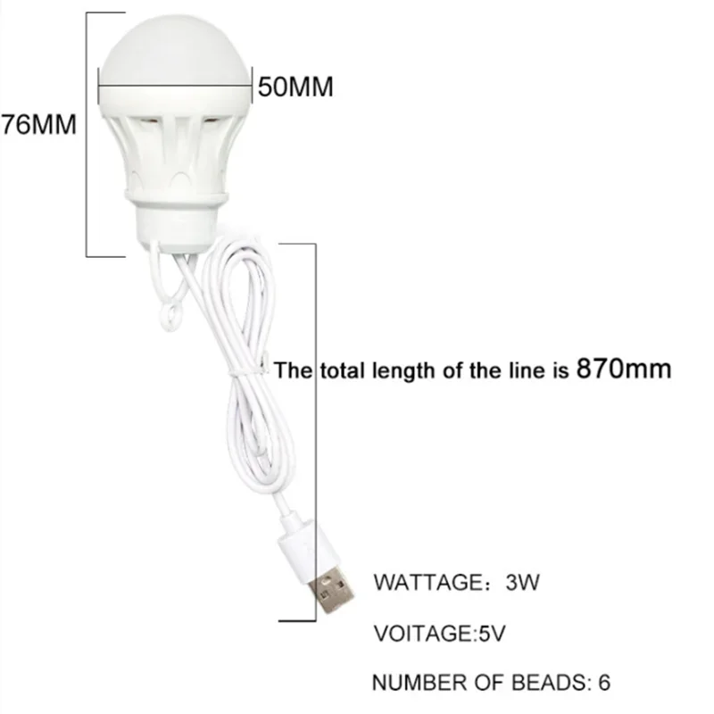 Linterna LED, lámpara portátil para acampar, Mini bombilla LED de 5V con alimentación USB, luz LED para libros, lectura, lámpara de mesa de estudio para estudiantes, superbrillante