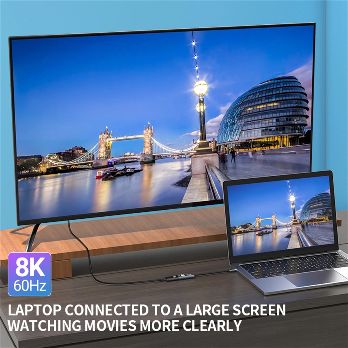 8K60Hz USB-C auf DP-Konverter, Aluminiumgehäuse Typ-C auf DP-Adapter für MacBook, Tablet, Mobiltelefon, Laptop
