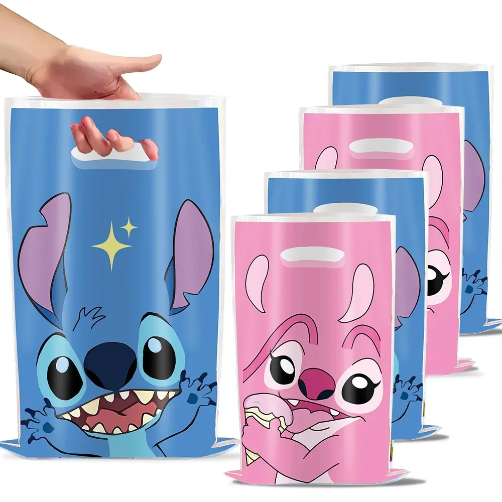 10/30/50 Uds. Bolsa de dulces Lilo & Stitch bolsas de regalo con asa paquete rosa azul bolsa de plástico decoración de fiesta de cumpleaños para niños y niñas