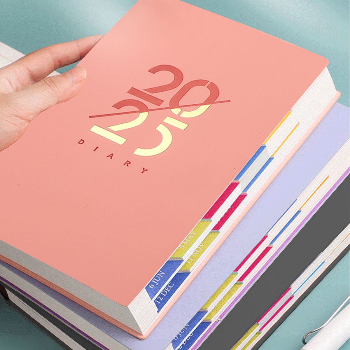 2025 Jan-Dec Planner Spanish/English Language Notebook A5 PU Leather Cover School Agenda Plan Weekly Monthly Diary Organizer
