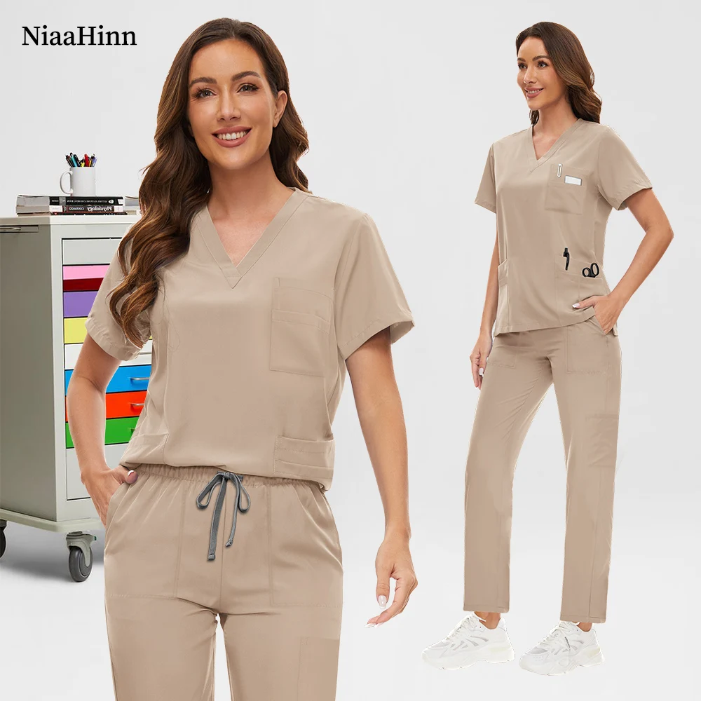 Przeciwzmarszczkowy zmywalny miękki mundurek szpitalny gorąca sprzedaż Pet Vet Nurse Scrub Set Women Medical Scrubs Sets Women Medical Accessories