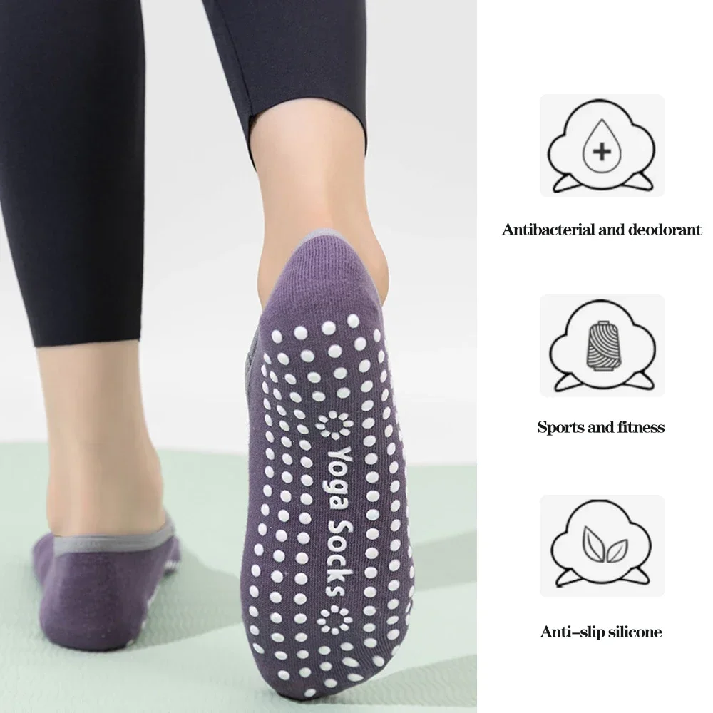 1/ 3 pares de calcetines profesionales de Yoga para mujer, calcetines antideslizantes de silicona para Ballet y Pilates, calcetines deportivos de Yoga con vendaje transpirable sin espalda para mujer