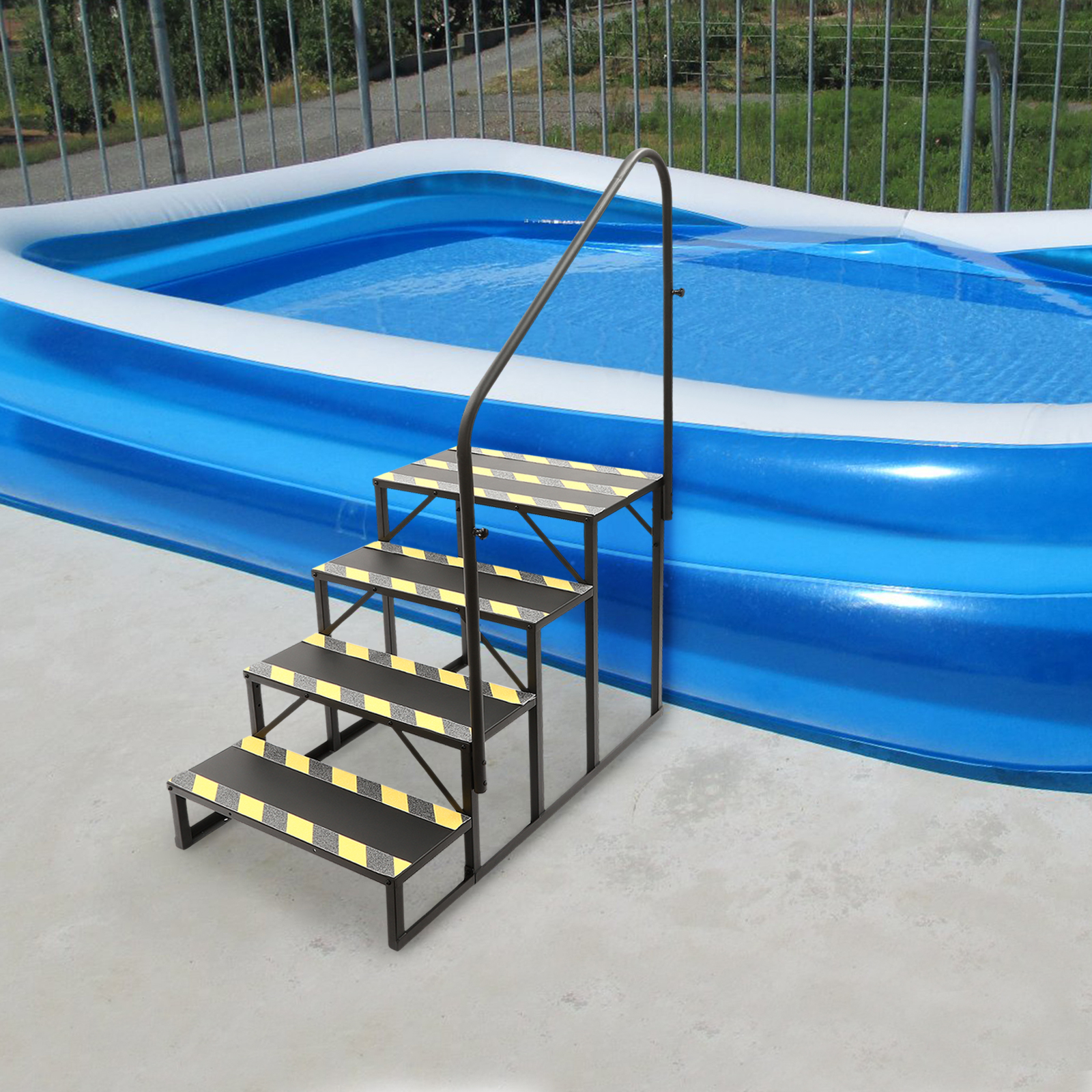 Durable Steel RV Stairs Handrails Ladder with Handrail for Safety, High Stability, Supports Up to 450 lbs, Easy Installation &