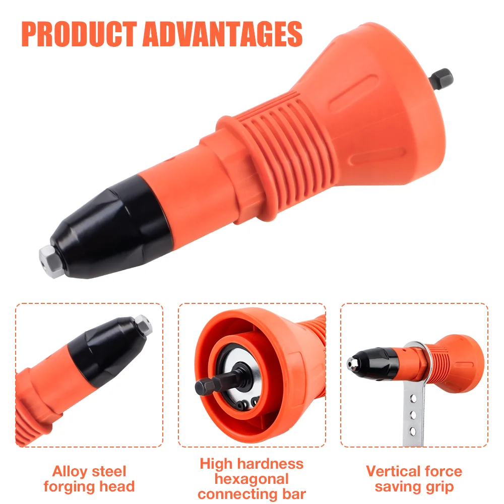Adaptateur de pistolet à riveter électrique, machine à riveter 2,4 mm 3,2 mm 4,0 mm 4,8 mm, pistolet à riveter sans fil domestique, outil de rivetage rapide d'insertion de rivet DIY, pistolet à riveter à traction