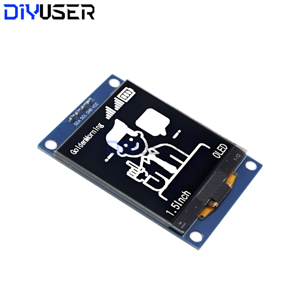 1,5 Zoll OLED-Anzeigemodul 128 x 128 Pixel SH1107 Treiber I2C IIC 4Pin für Arduino ESP32 Raspberry Pi
