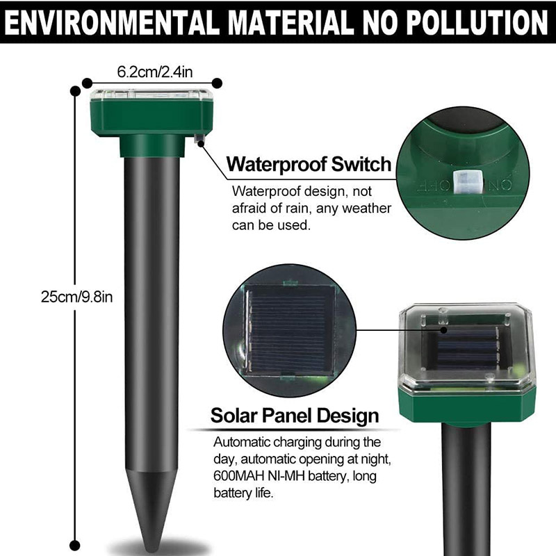 1/2 pz Solar Talpa Repellente IP56 Ad Ultrasuoni Solar Talpa Repeller Talpa Repeller Parassiti Talpa All'aperto Prato Fattoria Giardino