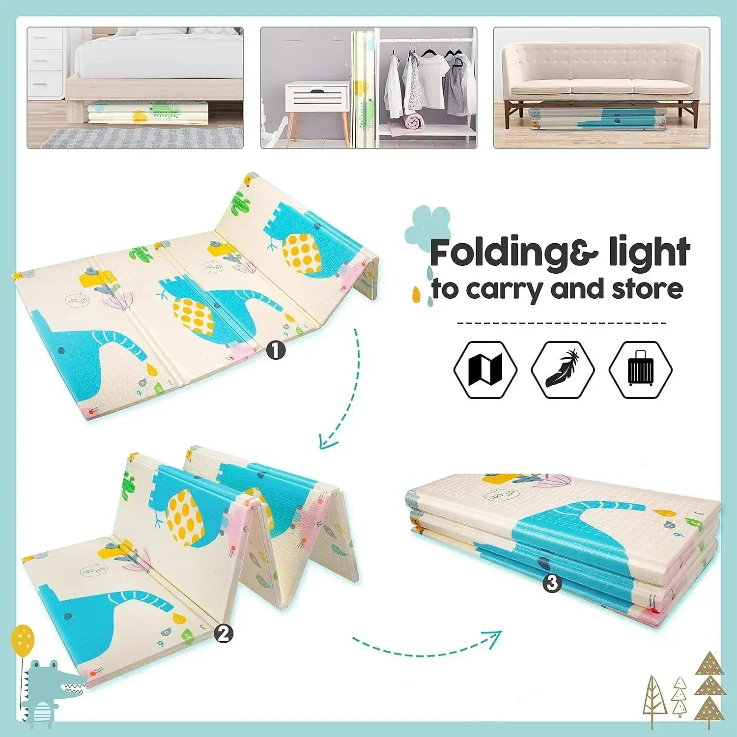 New Baby Play Mat Soft Floor Crawling Pad Children's Blanket XPE Foam Toys for Kids Carpet Folding Game Activity Rug with Bag