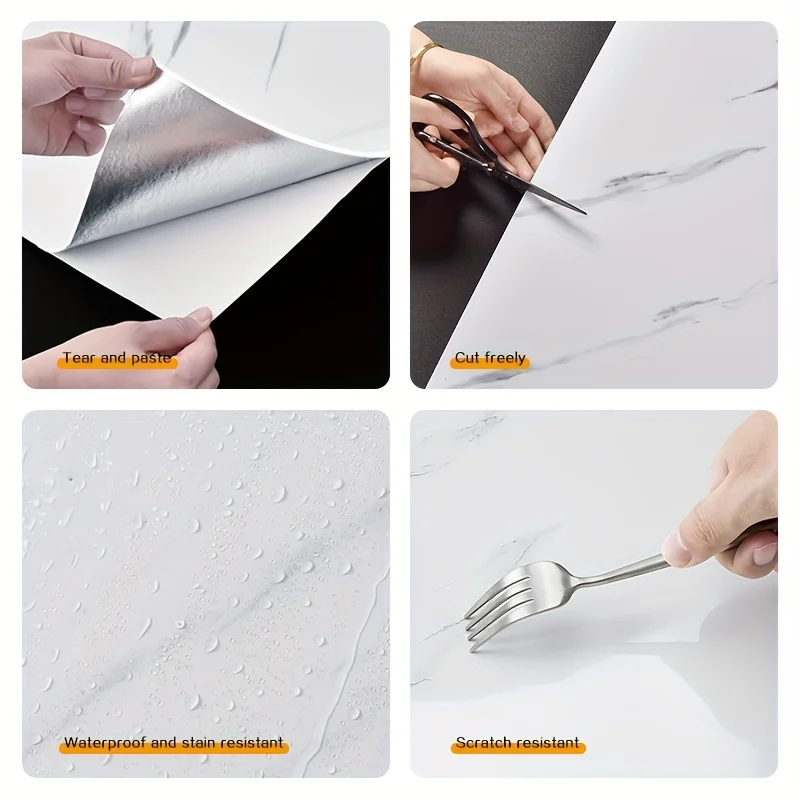 เลียนแบบกระเบื้อง 3D สติ๊กเกอร์ติดผนัง Self-กาวตกแต่งผนังห้องน้ํากันน้ําและความชื้น Marble ห้องครัววอลล์เปเปอร์