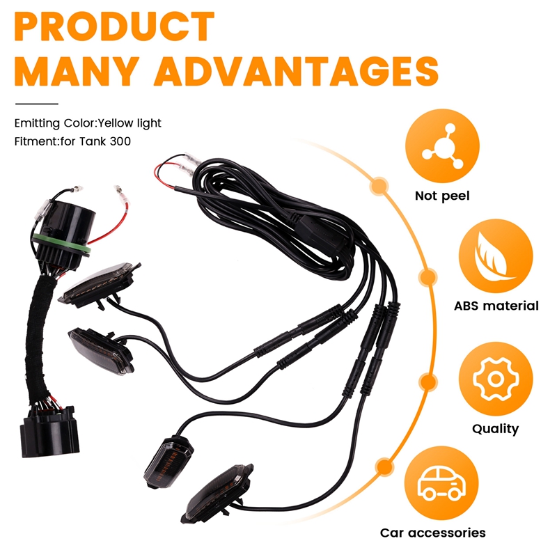 Y51A-For Great Wall WEY Tank 300 Medium Mesh Light LED Small Yellow Light Front Grille Decorative Light Modification