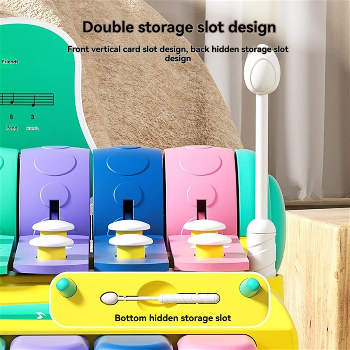 BAAU เด็กเปียโนของเล่นเครื่องดนตรีมือ 2-in-1 เครื่องดนตรีปริศนาห้าโทนมือแตะเปียโน,C