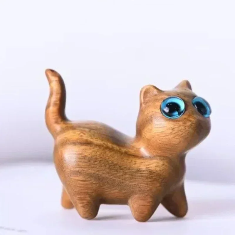 Preciosa estatuilla de gatito de madera hecha a mano, decoración de gato para el hogar, Idea de regalo perfecta, estatuilla de gato, accesorios para gatos, manualidades de decoración