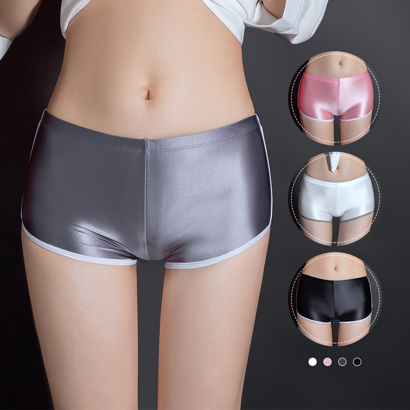 Sexy Dessous Damen Body Oil Shiny Glossy Sportunterwäsche Damen Elastic Gym Höschen Boyshorts Stretch Boxer Booty Shorts