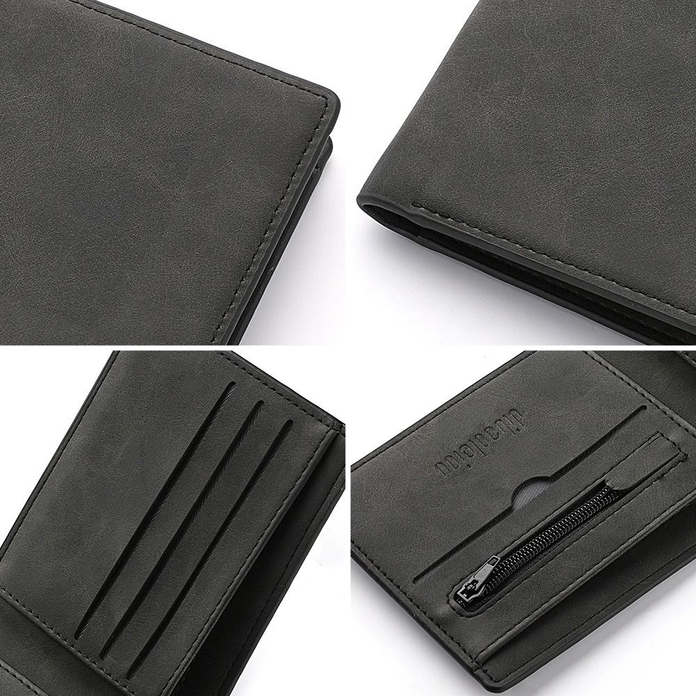 Mode Pu Lederen Heren Portemonnee Met Grote Capaciteit Multi-Card Slot Portemonnee Opvouwbare Korte Portemonnee