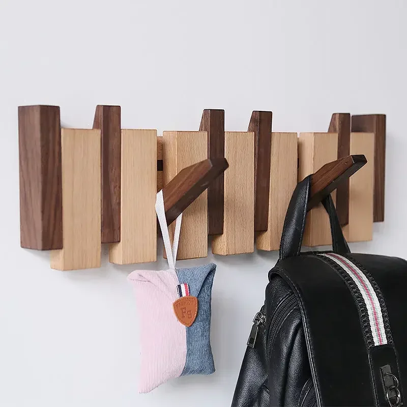 Montado na parede de madeira maciça dropshipping cabide rack com ganchos ds móveis para porta entrada cabide roupas chaves titular decoração casa