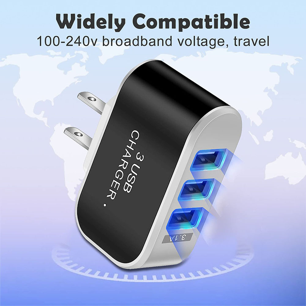 3USB EU UNS Stecker LED Handy Ladegeräte Multi-Kopf Reise Ladegerät 3 Ports LED Licht Telefon Lade Adapter EU Stecker Ladegerät