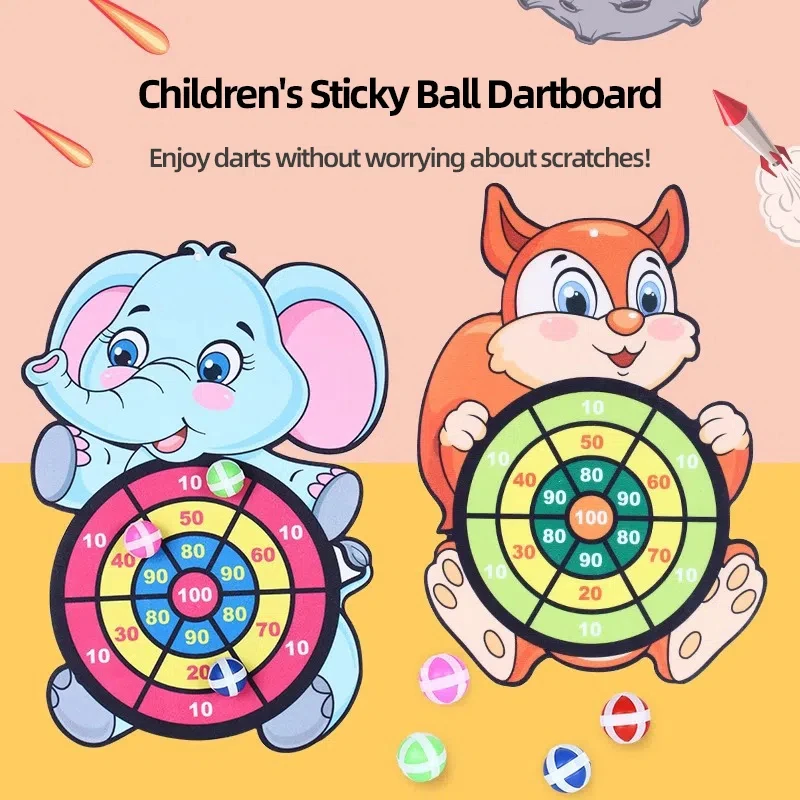 เด็ก Sticky Ball สัตว์ Dartboard ในร่มและกลางแจ้งกีฬาผู้เล่นหลายเกมการ์ตูนสัตว์ Dartboard ของเล่น