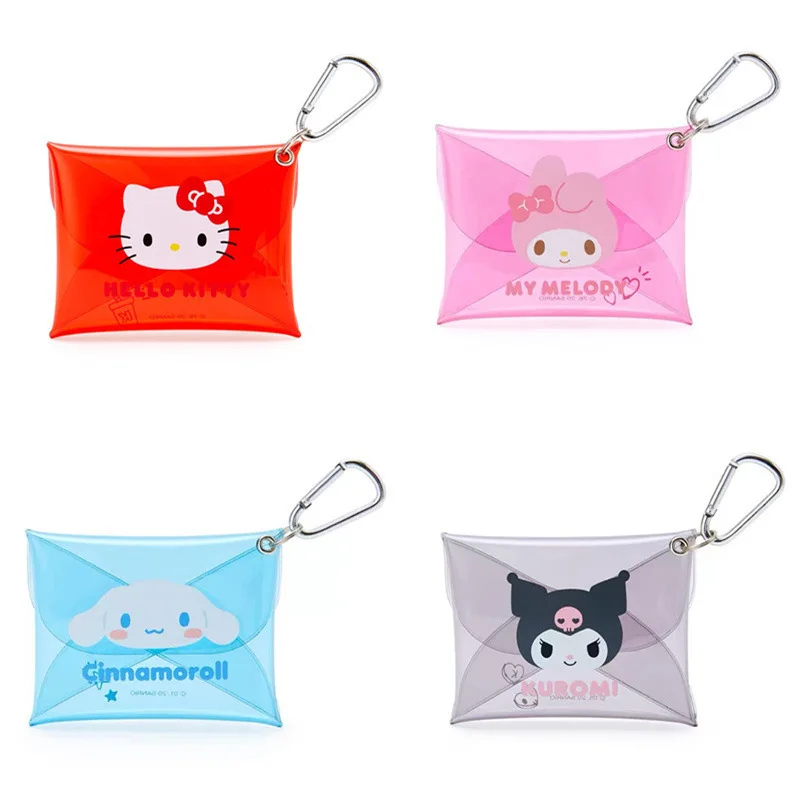 Simpatica portafoglio in PVC Jelly Zero, borsa trasparente per carte Kuromi, con fibbia da alpinismo, regali per ragazze