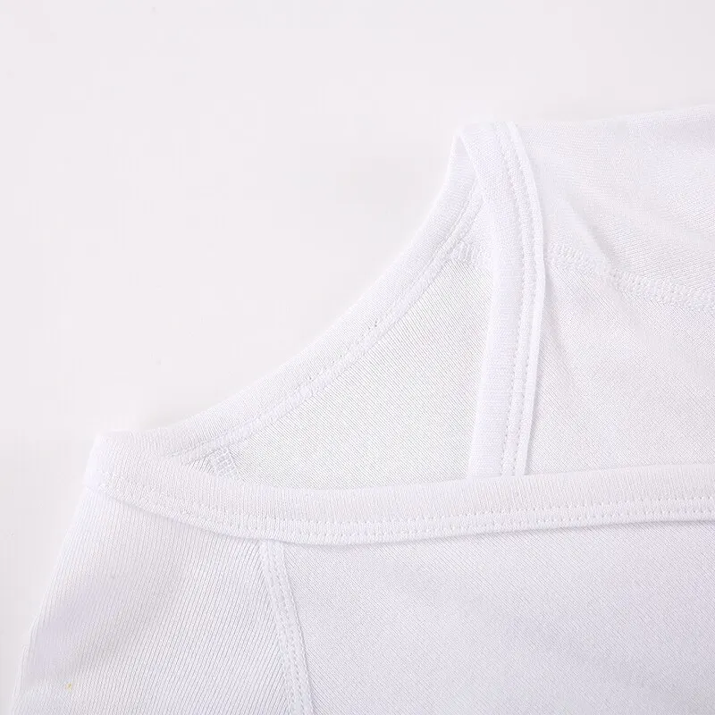 เสื้อผ้าเด็กทารกชุดหมีแขนยาวผ้าฝ้ายสีขาว100% เด็กแรกเกิดชุดหลวมเปิดด้านข้างสำหรับเด็กทารก