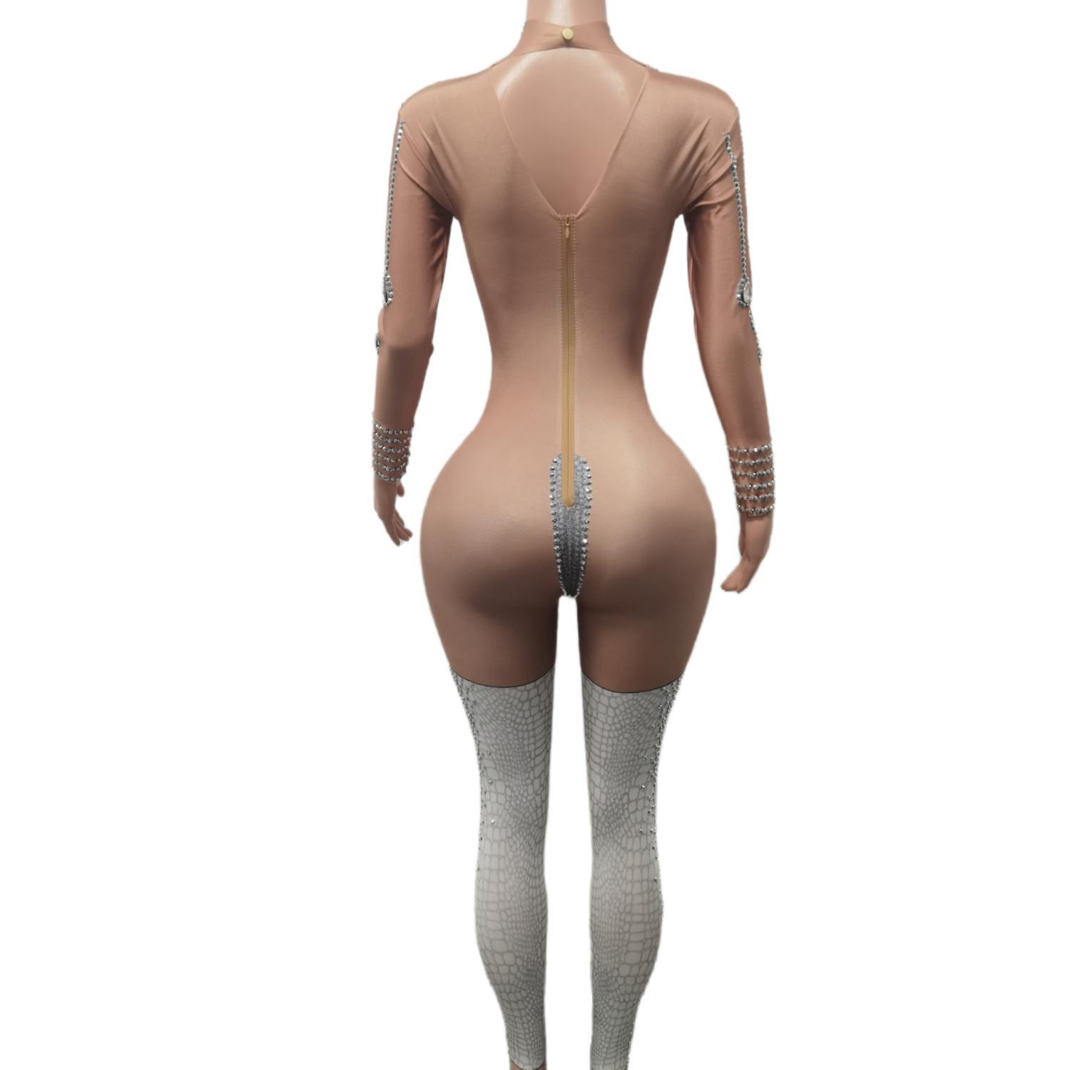 女性のためのセクシーなナイトクラブの衣装、パフォーマンスダンスの衣装、女性のためのきらびやかなラインストーンジャンプスーツ、歌手のステージショーウェア、tuoyiwu