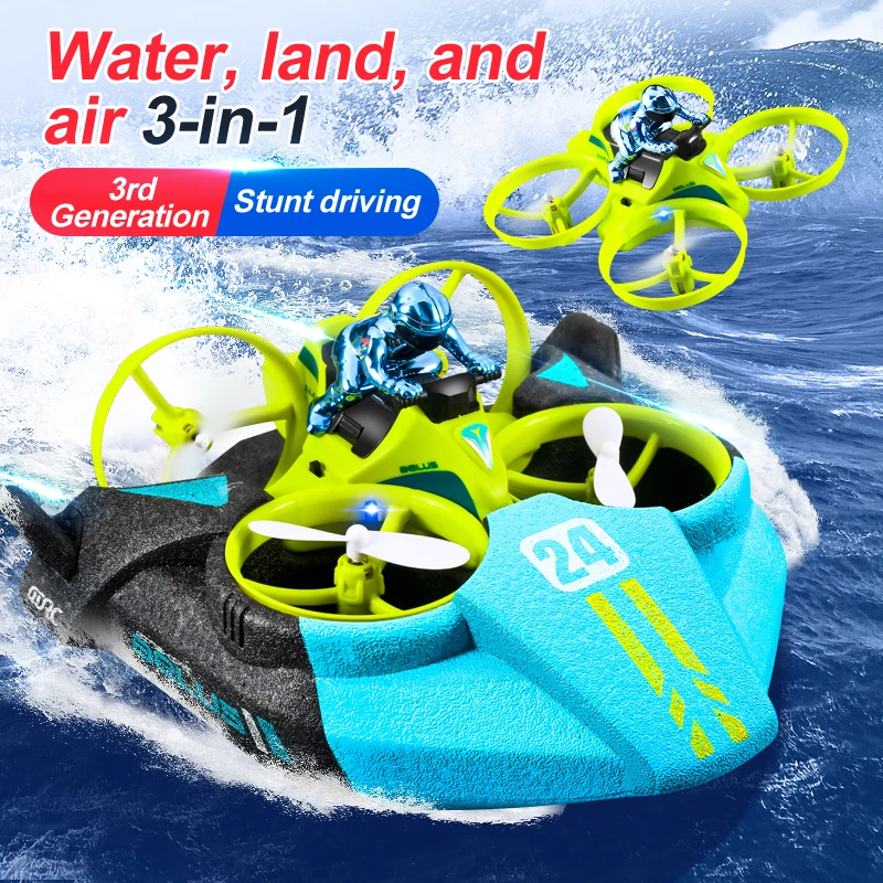 4DRC ミニ RC ドローン高度保持ヘッドレスモード 3 で 1 海陸空飛行 2.4 グラムリモコン Quadcopter ボート RC ヘリコプターのおもちゃ