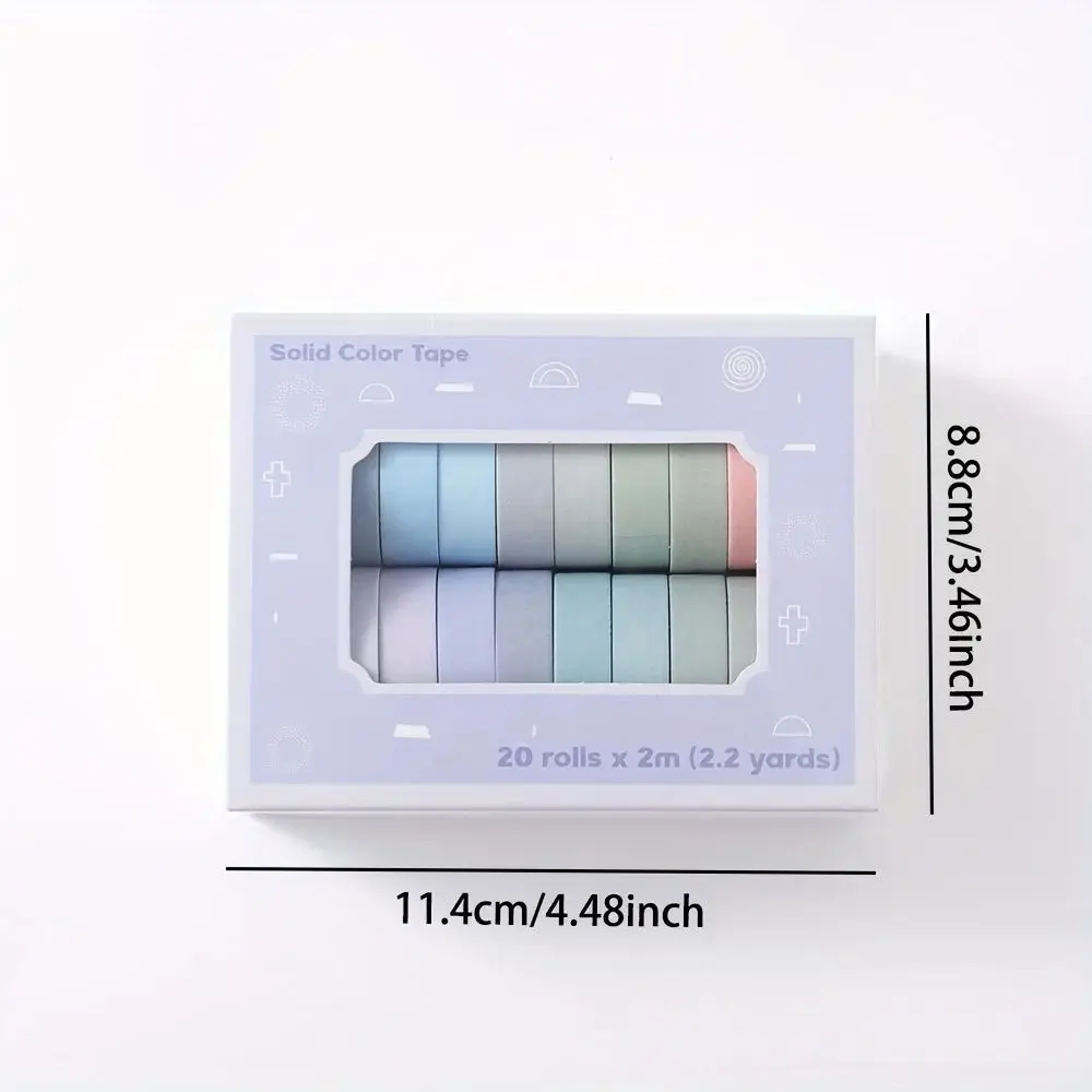 20 Rolls Colorful Slim Washi Tape Set 10mm(0.4 Inch) Wide 2m(2.2 Yards) Long Masking Tape For Journaling Scrapbooking Notebook