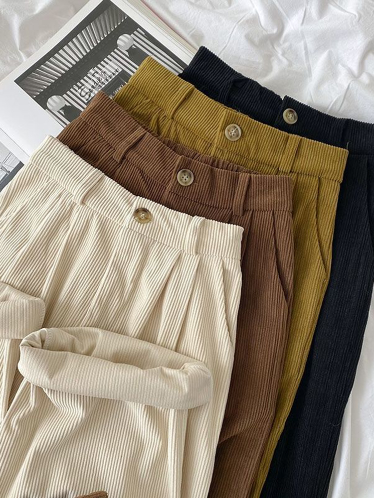 ZOKI Cao Cấp Nữ Retro Quần Ren Mùa Thu Thẳng Nhân Quả Chiều Dài Quần Vintage Cà Phê Túi Tất Cả Trận Đấu Quần Mới