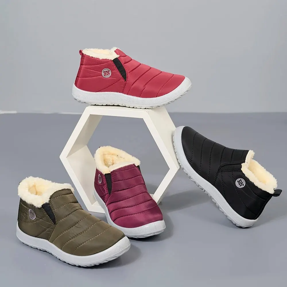 Winter Dames Laarzen Waterdichte Snowboots Causale Enkellaarsjes Plus Size Dames Warm Bont Katoenen Schoenen Pluche