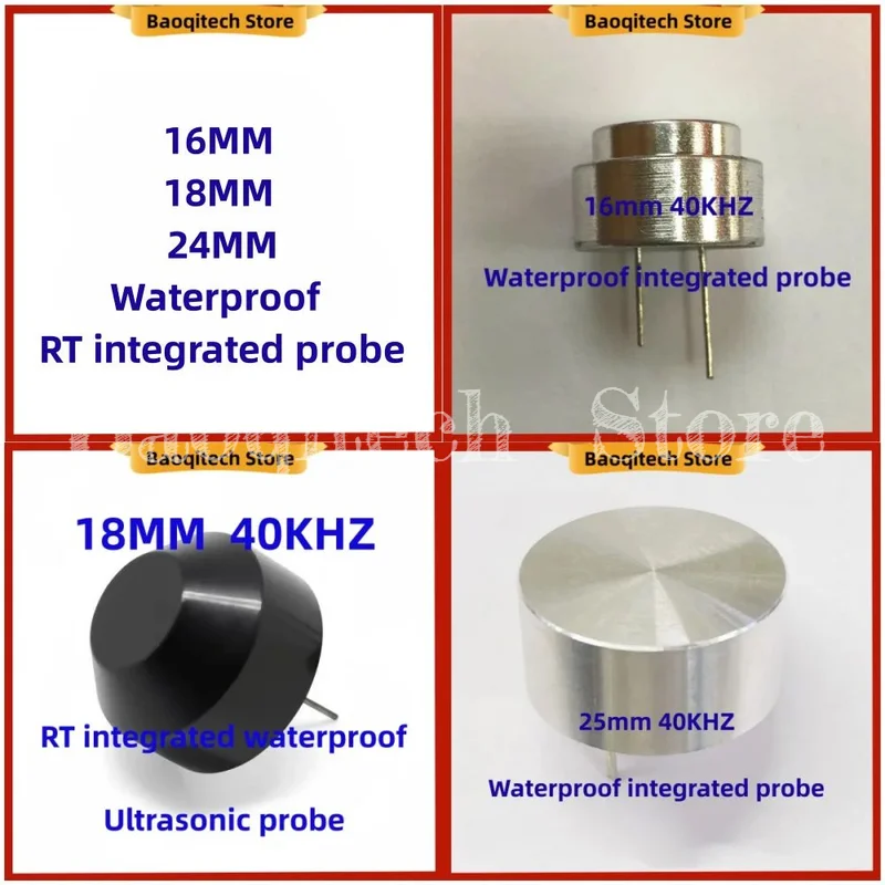 TCT40 sensor ultrasónico impermeable, sonda integrada RT, 25mm, 18mm, 16mm, 40khz