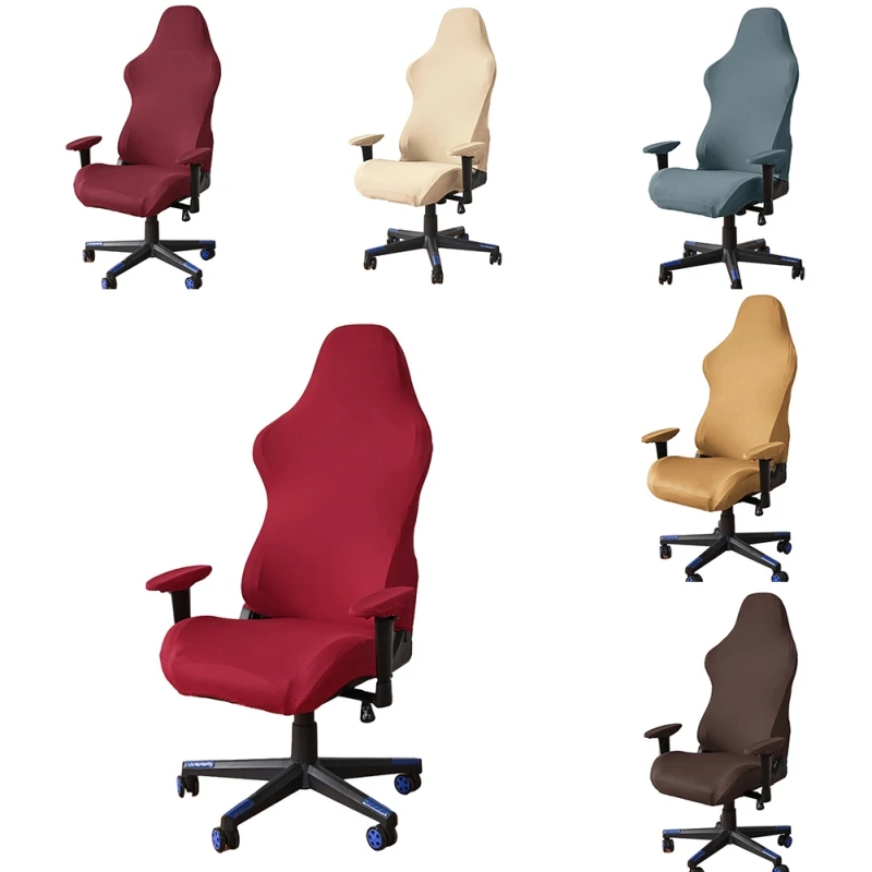 Milk Silk Chair Cover Elastic Home Office Gaming Chair Covers Washable Soft Stretch Computer Gaming Chair Covers With 2 Armrest