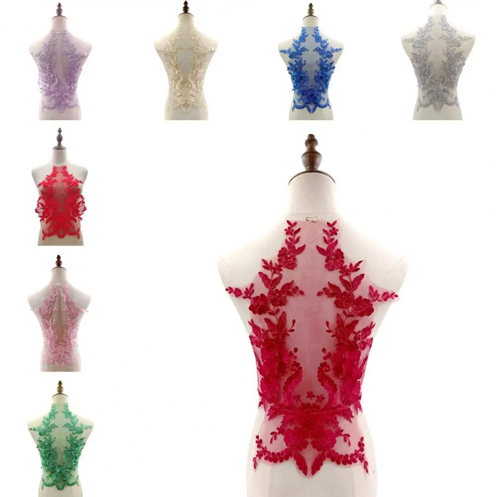 ปักปลอมคอลูกไม้Appliqueเย็บผ้าดอกไม้ผ้าCollar PatchงานฝีมือDIYสําหรับงานแต่งงานชุดเจ้าสาวชุดเสื้อผ้า
