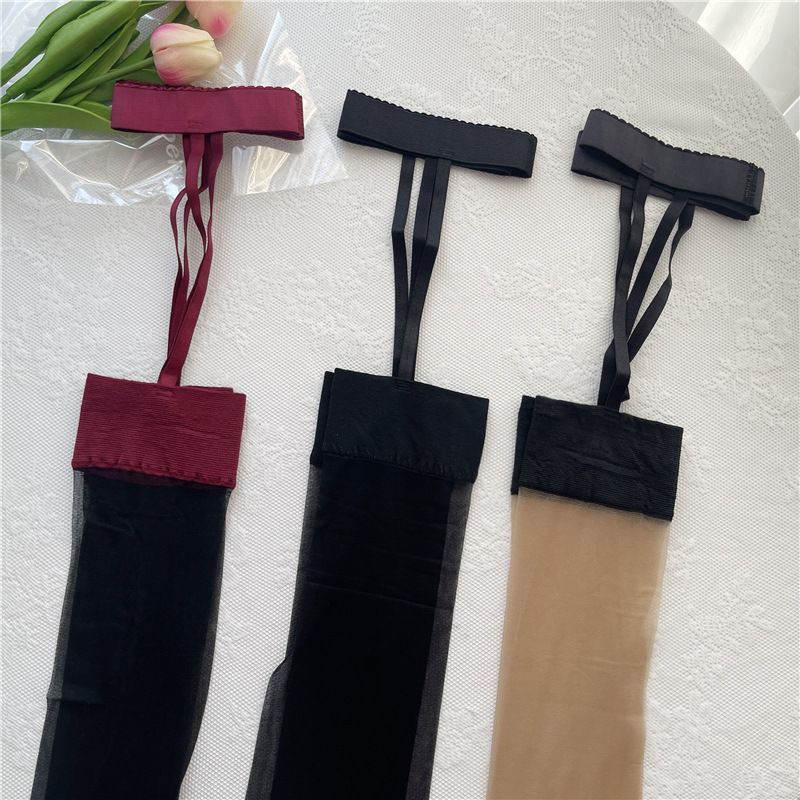 Sexy Stockings Women Lingerie Solid Color Ultra-thin Transparent Pantyhose Black/White Nightclub Cosplay Stockings Long Black