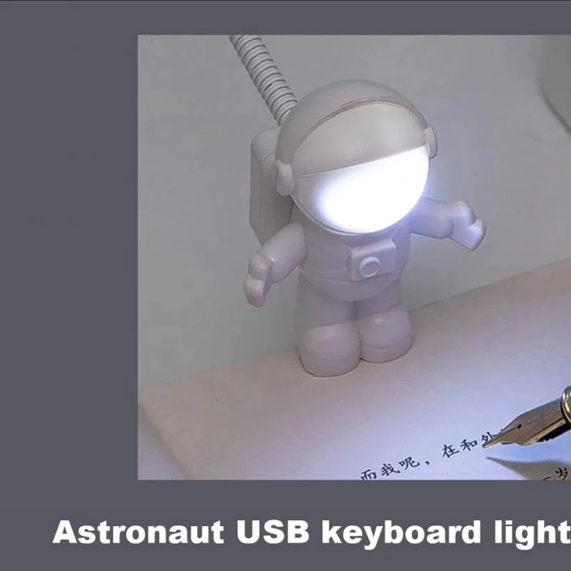 Lampka nocna USB zasilana białym kształtem astronauty Przenośna lampka biurkowa DC do komputera PC Przenośne źródło 5V Lampa oświetleniowa LED