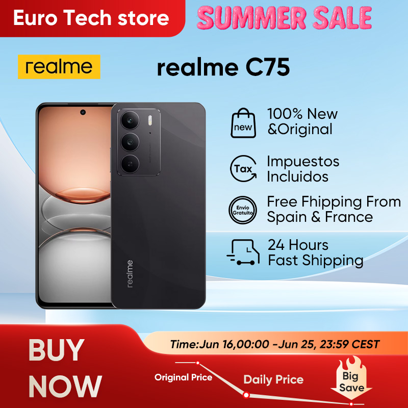 [Estreno mundial] realme C75 Smartphone Helio G92 Max Chipset 5828mAh Batería 45W Carga 6,72 ''90Hz Pantalla 50MP Cámara NFC IP69