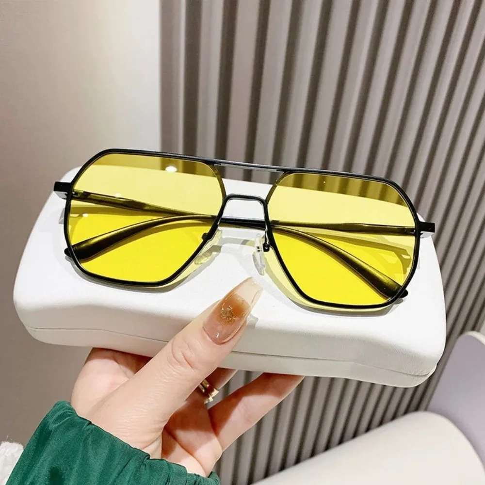 Nuevas gafas de sol fotocromáticas polarizadas de doble haz de Metal para hombres, gafas de visión nocturna, sombra de moda para hombres y mujeres