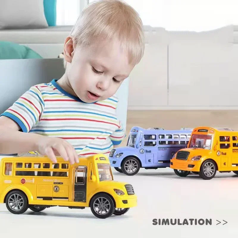 School Bus Children's Toy with Opening Doors Inertia Car for Kids Class Educational Transportation Model Toys for Boys Gift