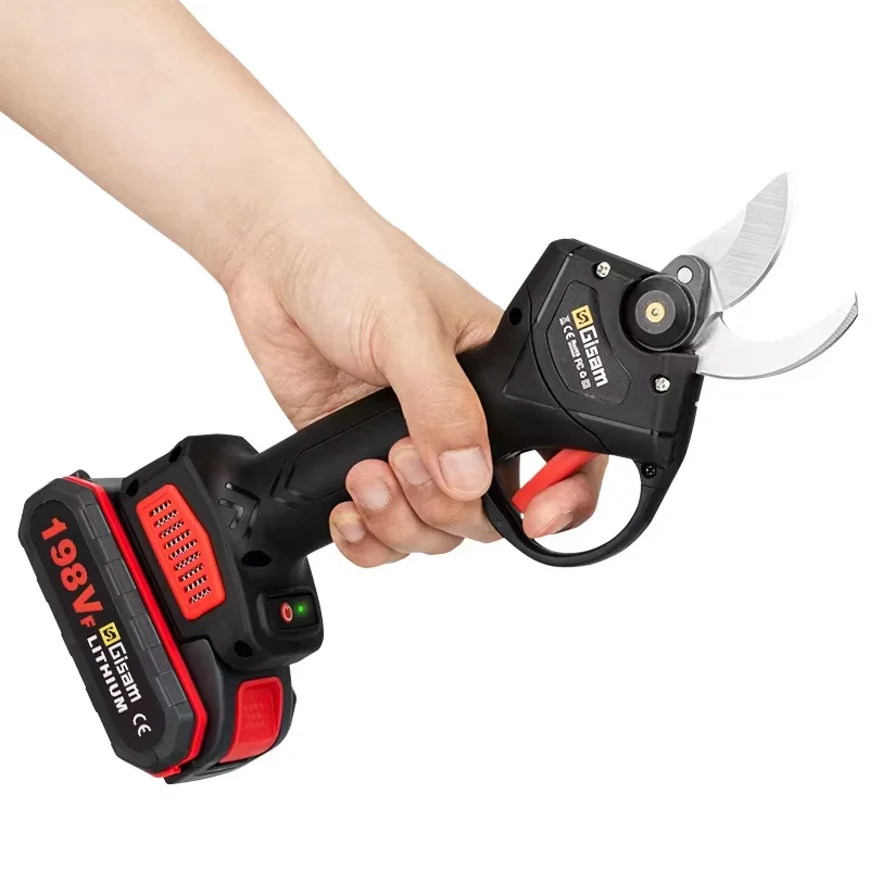 Gisam 198VF 30mm Cordless Electric Pruner Pruning Shears Efficient Fruit Tree Bonsai Pruning Branches Cutter Landscaping Tool