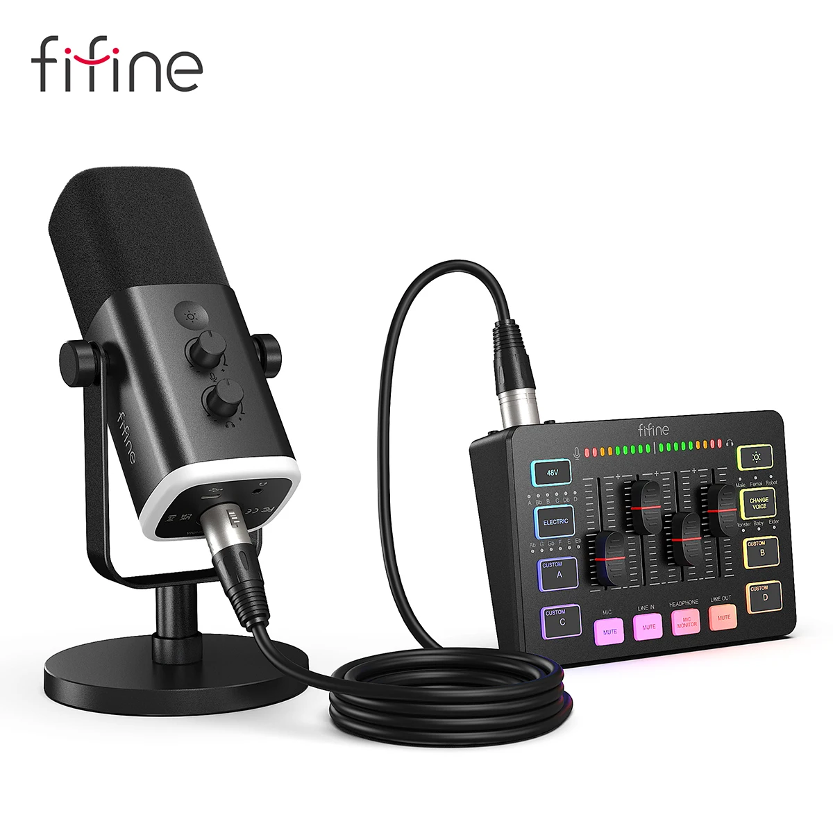 FIFINE juego de Audio para juegos, micrófono/mezclador/auriculares para transmisión de Podcasting, juego de Podcast para Youtube/OBS/Tiktok/X/Instagram-am8/H9/SC3