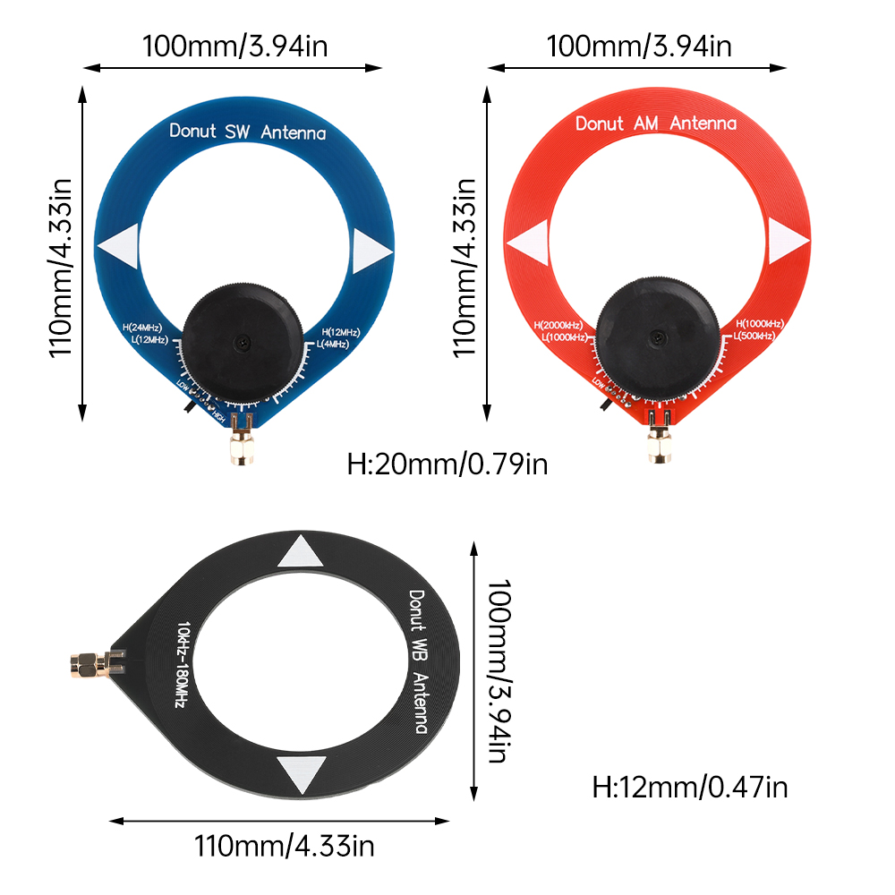 Mini Circle Antenna at mw sw Looping Antenna 4MHz-24MHz/500kHz-2000kHz/10k-180MHz Donut Medium Short Wave Antenna for Radio