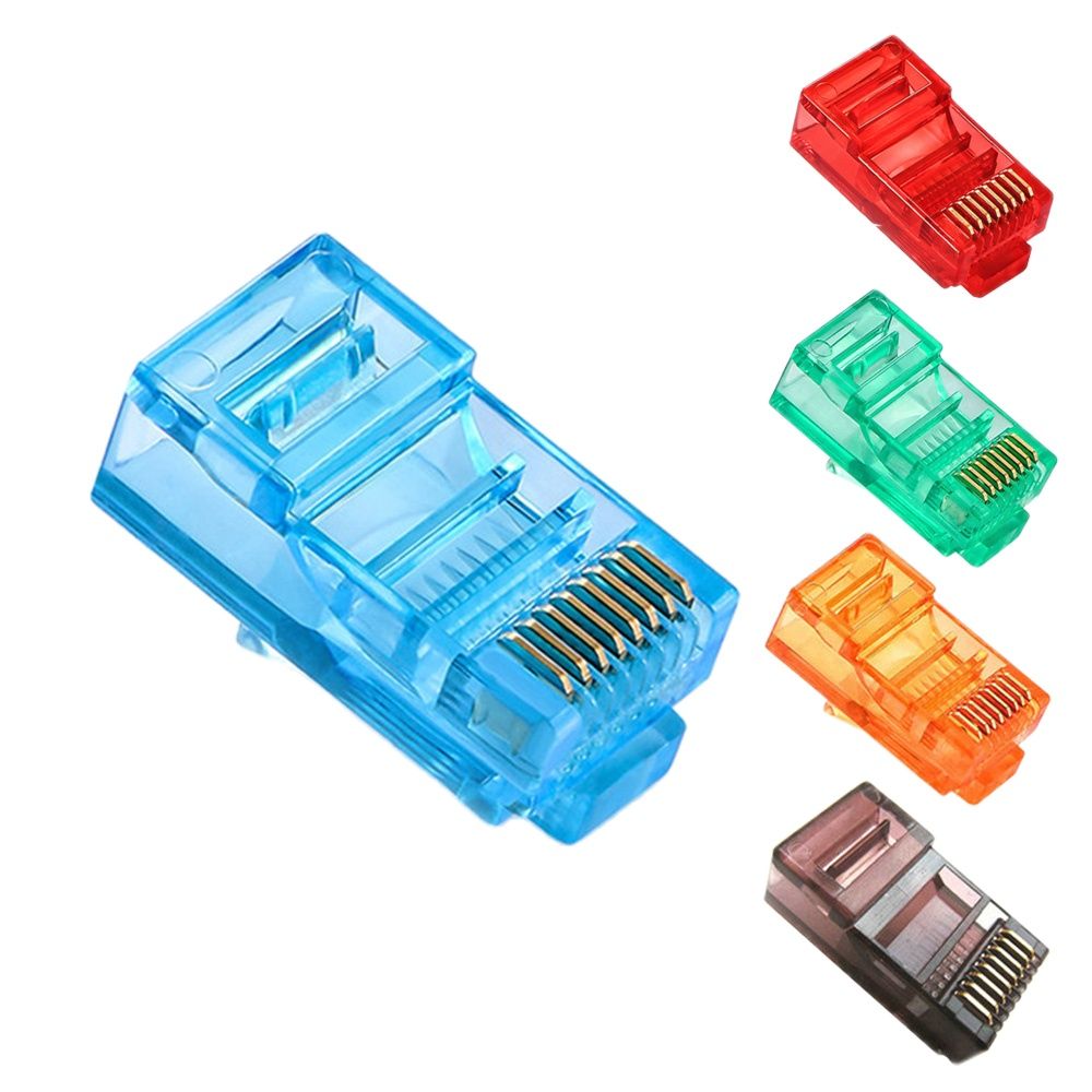 50/100PCS RJ45 Ethernet Kabel Modul Stecker Netzwerk Stecker RJ-45 Kristall Köpfe Cat5 Farbe Cat5e Vergoldet kabel