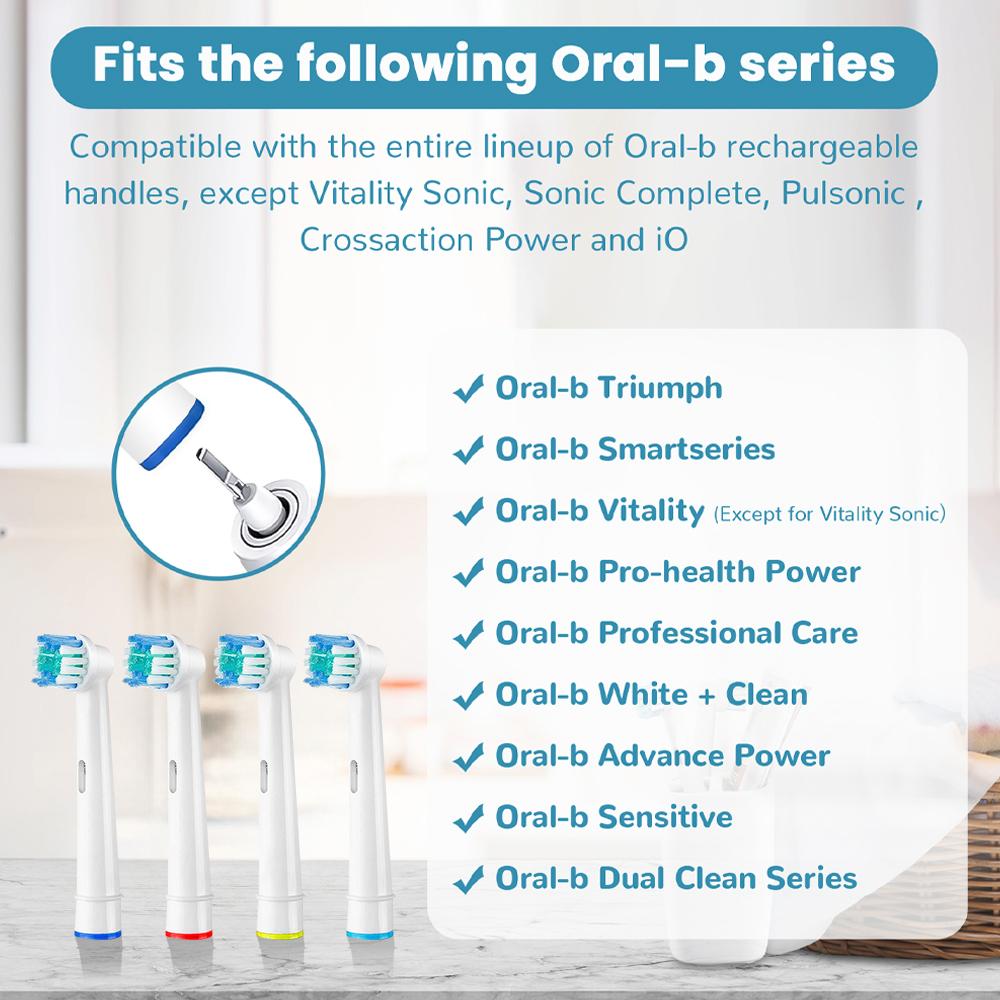 Cabeças de escova de dentes de reposição compatíveis com Oral B Braun Escovas de dentes elétricas Recargas de cabeça de escova 1000 1500 3000 7000 7500 8000