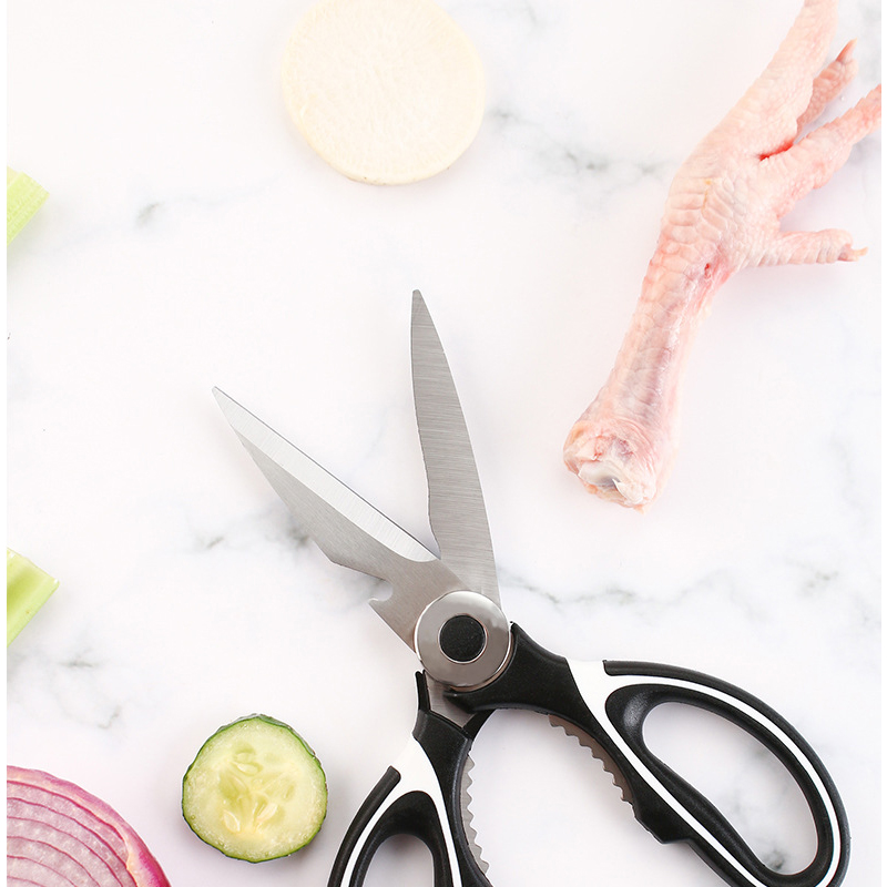 Stainless Steel Kitchen Scissors Multifunctional Household Chicken Bone Scissors With Lid Can Be Opened To Clip Walnuts Tools