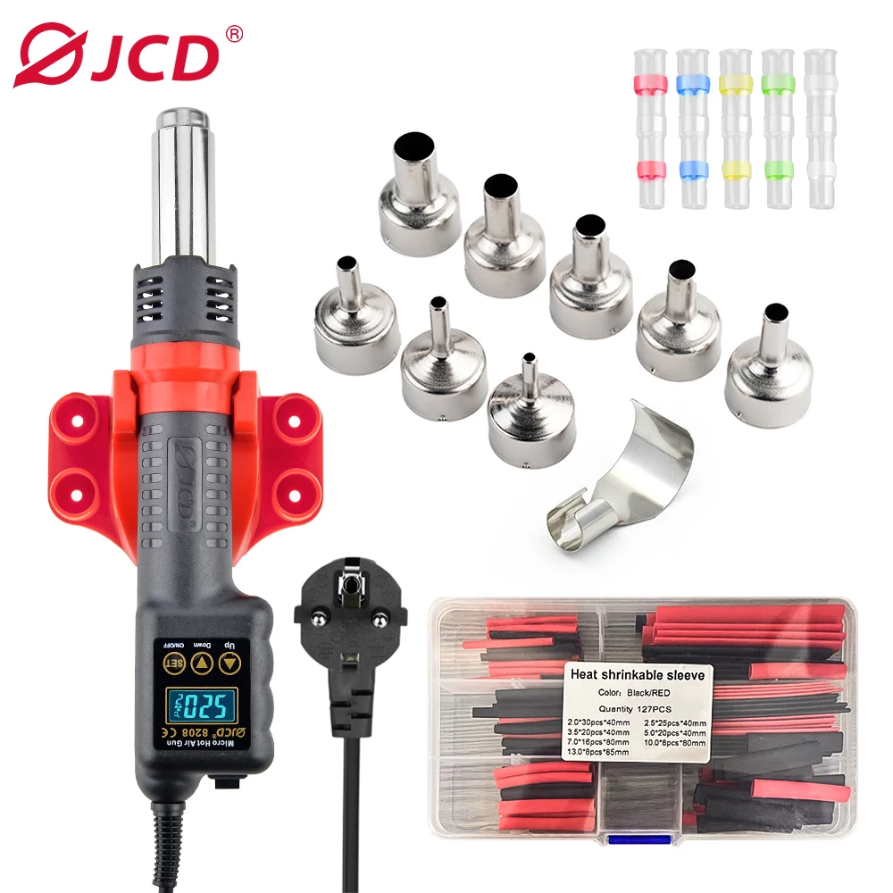 JCD 750W Micro Hot Air Gun 8208 Portable LCD Display Rework Station Heat Gun Hair Dryer Temperature Adjustable BGA Welding Tools