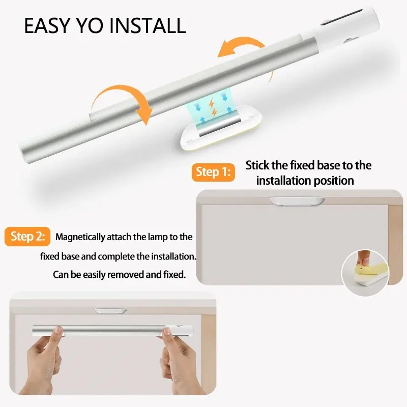 Lampada da scrivania con sensore di movimento, luce notturna, tipo C, luci ricaricabili, luci per armadietti, luci notturne con display digitale a LED da cucina