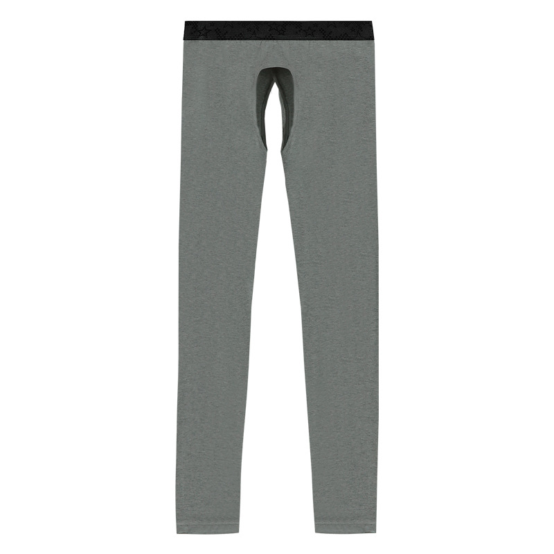 Open Crotch Thermal Pants Men's Thin Leggings Middle-aged Elderly Long Johns Autumn and Winter Tight Inner Threads Men's Cotton