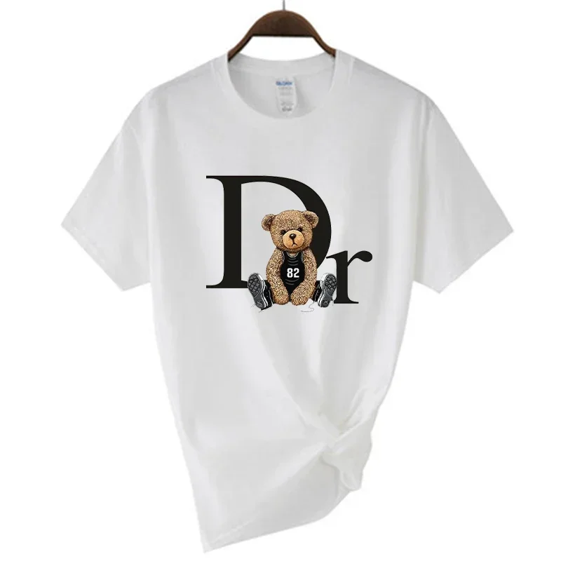 Camiseta moda marca de luxo bonito urso impressão feminina tshirt verão gráfico moda feminina t camisas mulher roupas frete grátis