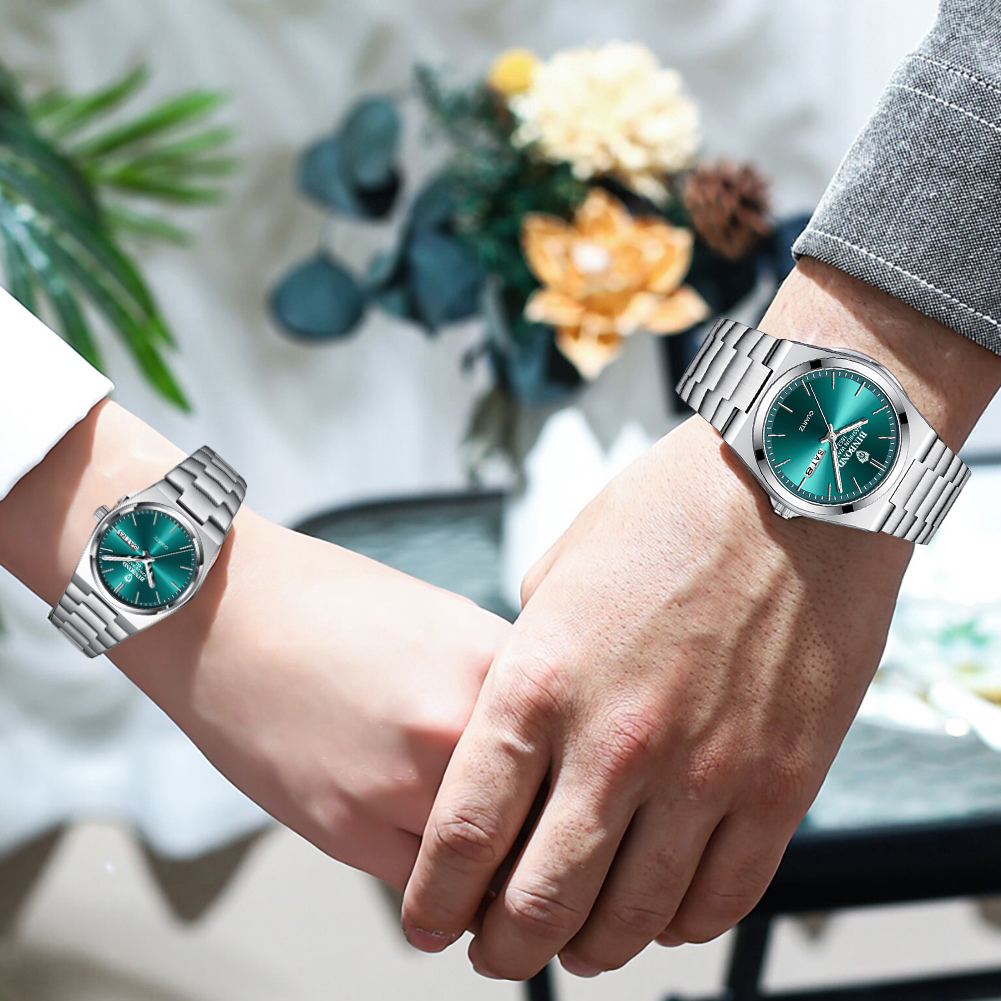 BINBOND Mode Paar Horloges Eenvoudige Trend Origineel Quartz Horloge voor Minnaar Wateproof Lichtgevende Datum Week Polshorloge Valentijn