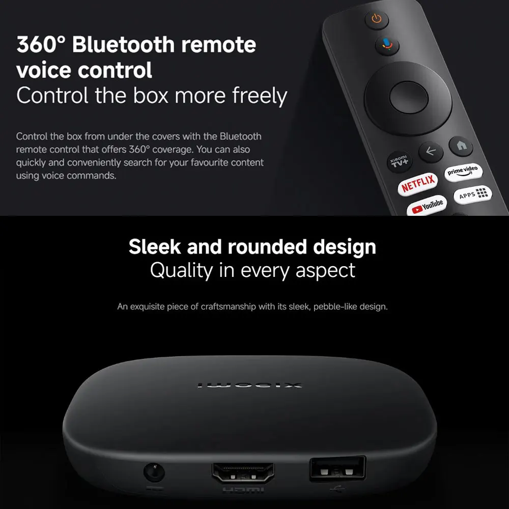 New Xiaomi TV Box S 3rd Gen, Smart TV Box Android Lettore multimediale 4K UHD, Dolby Vision HDR10+ Assistente Google Set-Top Box TV Google